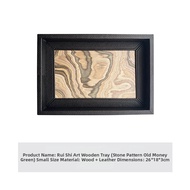 Burl Wood Leather Border Art Picture For Decoration And Storage