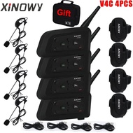 XiNOWy 4PCS V4C Referee Headset Bluetooth Intercom Full Duplex 1200M Football Soccer Earhook Earphon