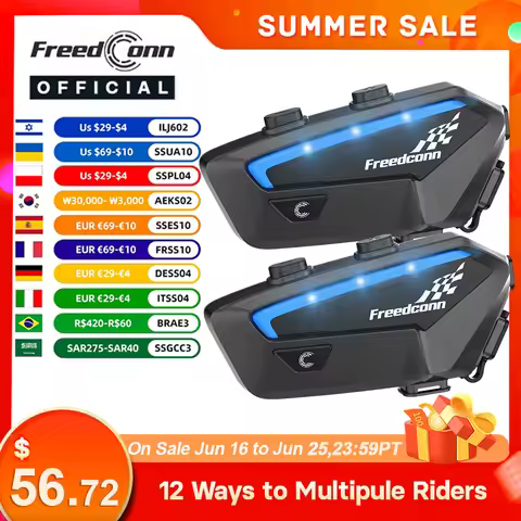 Freedconn FX Helmet Headset Bluetooth 5.0 Group Motorcycle Intercom Multiple Riders Music Share FM R