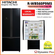 Hitachi R-WB560P9MS 3 Doors French Bottom Freezer Fridge 465L with FREE GIFT 1600W Compact Vacuum Cleaner (worth $129)