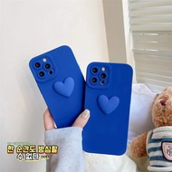3D Love Heart Klein Blue Camera Lens Protector Phone Case for IPhone 13 12 11 Pro Max X Xs XR 8 7 Pl