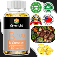 Vitamin B Complex Capsules for Improve Stress Mood, Energy, Nervous, Immune System Support - B1 B2 B