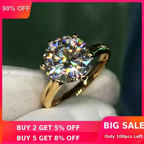 Solitaire 1.5ct Lab Diamond 24K Gold Ring Original 925 sterling silver Engagement Wedding band Rings