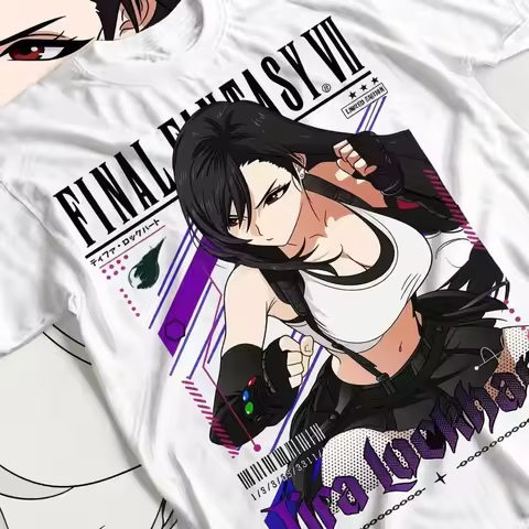 Tifa Lockhart FF7 Retro T-shirt - Waifu T-shirt, Final Fantasy 7 T-shirt, Men's and Women's Summer L