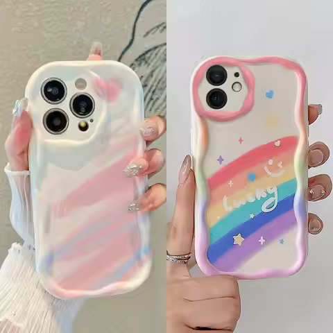 Wave Rainbow Heart Case for Xiaomi Redmi Note 13 Pro 5G 12 4G 8 11 10 13 Pro Plus 12S Redmi 13C 12C 