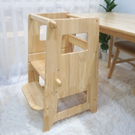 Learning tower เก้าอี้บันไดเด็ก เก้าอี้บันไดล้างมือ Step Stool ไม้ยางพารา ปรับได้ 3 ระดับ Baanmainic
