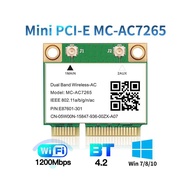 Intel 7265 Bluetooth 4.2 Nửa Mini PCI-E 1200Mbps Wifi Thẻ MC-AC7265 Không Dây 802.11ac 2.4G 5Ghz Cho