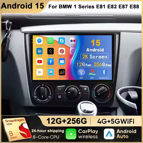 Android 15 For BMW 1-Series E88 E82 E81 E87 2004 - 2011 2K QLED Android Car Radio Multimedia Video P