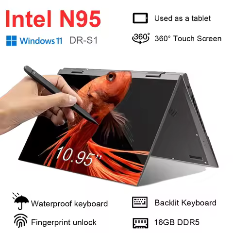 DR-S1 10.9'' 360° Fold Mini Laptop Intel N95 Touchscreens 16GB DDR5 Computer Notebook 2TB SSD Backli