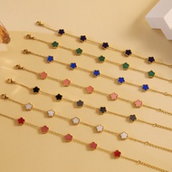 gelang titanium anti karat original gelang tangan perempuan Hot-selling 9mm Five-Flower Four-Leaf Cl