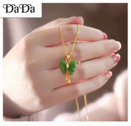 rantai leher emas 916 original malaysia gold necklace ladies butterfly pendant wild gold inlaid jade