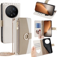 Magic 8 Pro Casing Leather Cover for Honor Magic 8 Pro 5G Wallet Flip Case with Chain Zipper Bag Rin