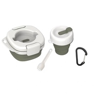 ชุดจานพับได้แบบพกพา Awada Silicone Camping Outdoor Integrated Storage Utensils Set Bowl Cup Spoon Gr