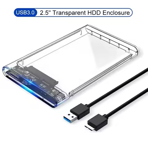 2.5 Inch HDD SSD Transparent Case USB 3.0/Type C to SATA HDD Enclosure 5Gbps Transfer Speed HDD SSD 