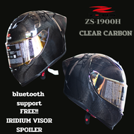 หมวกกันน็อคหุ้มคาง ZEUS ZS-1900B คาร์บอน สีดำเงา ฟรี!!!  สปลอยเลอร์หลัง และ ชิลด์ปรอทเงิน