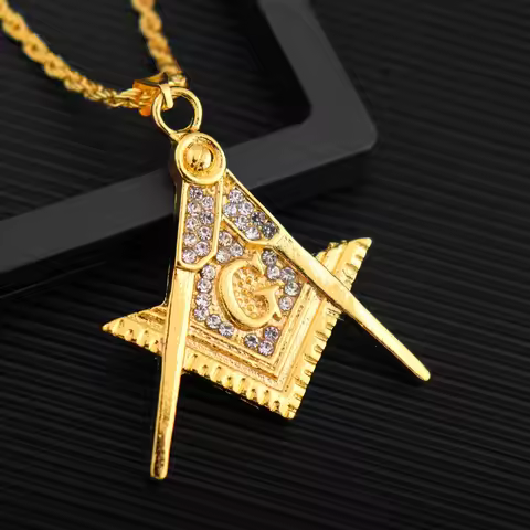 Trendy AG Masonic Pendant Necklace Men's Women's Necklace Fashion Bohemia Far Crystal Inlaid Pendant