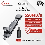 SSK SD301 Flash Drive 550MB/s USB C Pendrive USB3.2 Gen2 USB Flash Drive (128GB-2TB)