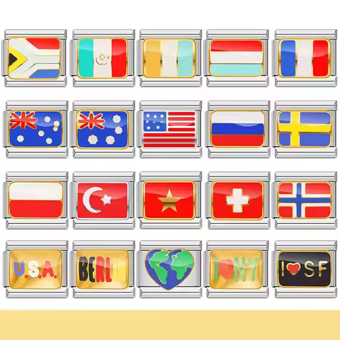 Fashion World Flag Italy Link Charm Fit 9mm Neutral Bracelet Stainless Steel Jewelry DIY Production