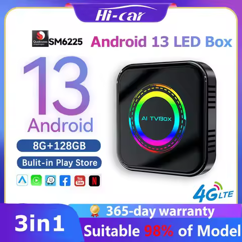 Car Smart TV Box Android 13 CarPlay AI Box Qualcomm QCM6225 SM6225 8-Core 4G Android Auto Wireless C