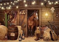 7 x 5 FT Western Cowboy Backdrop – Extra Large Rustic Barn Horse Theme Wall Hanging, Country Rodeo P