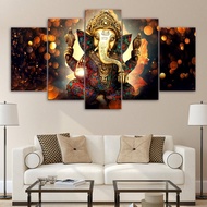 HD Print 5 Pieces Canvas Wall Art Shiva India Lord Elephant Religion Buddha Painting Home Decor Wall