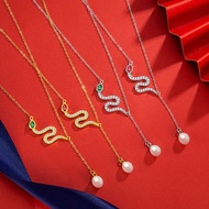 Carini s925 Sterling Silver Original Snake Xianrui Necklace High-End Feeling Benming Year Snake Neck