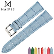 【Watch aesthetics】MAIKES New watch accessories 12mm 22mm watchbands women blue genuine leather watch strap wristband for Citizen watch band