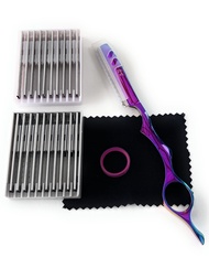 Feather Razor For Hair Cutting - Rainbow Titanium - Great Weight and Balance - Comes With 20 Feather