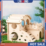 ALMOND Hamster Hideout, Hamster House With Simulate Fences And Windows, Internal Slide, Roof, Removable Double-Decker