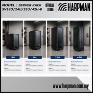 HARPMAN SV18U/24U/32U/42U FLOOR STAND SERVER RACK with GLASS DOOR TROLLER (BLACK)