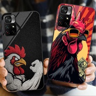 Rooster Fighter 01 Glass Phone Case For POCO F3 F4 F5 M3 M4 M5 M6 4G X3 X4 GT NFC X5 X6 PRO X7 X8 5G