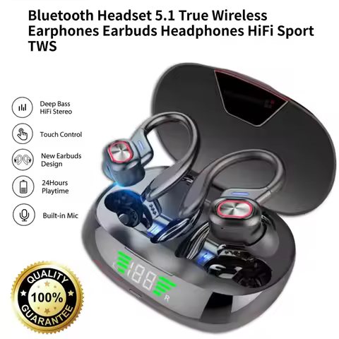 Bluetooth Headset 5.1 True Wireless Earphones Earbuds Headphones HiFi Sport TWS