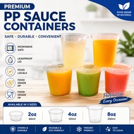 Sauce Container PP / 2oz / 4oz / 8oz / Round Disposable Plastic Food Container with Lid / Sauce Cup 