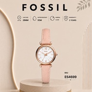 [Official Warranty] Fossil ES4699 Women's Carlie Mini Three-Hand Blush Leather Strap 28mm Watch Wate