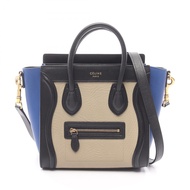 【二手，B級】 CELINE Luggage Nano Shopper 手提包，灰褐色/黑色/藍色皮革，女士款，二手 B級