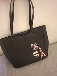 Karl Lagerfeld 黑色托特包 巴黎鐵塔公仔圖案