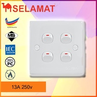 [BORONG] switch 4 GANG 1 WAY SIRIM JKR SELAMAT 2K-104 4G1W 1 2 3 4 5 gang gangs ways mind crown clip