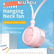 NIUYOU Hanging Neck Ceiling Fan, Rechargeable USB Cooling Fans,  ABS Adjustable 3 Gear Intelligent Fan