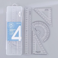 Multifunctional Ruler Four-Piece Set Box Set Math Ruler Triangle Ruler Exam Ruler Student Dedicated