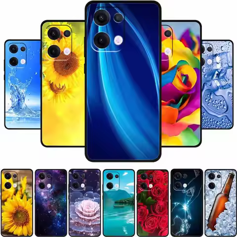 For OPPO Reno 13 5G Case Fashion Flowers Black Silicone Soft Back Cover For OPPO Reno 13 Pro 5G Phon