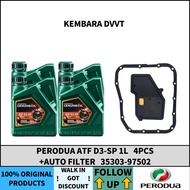 Perodua ATF D3-SP 1LITER X4 + AUTO FILTER SET 35303-97502 - FOR Kembara DVVT (100% Original)