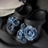 Blue fabric flower shoe buckle Detachable Shoe Decoration Suitable for Crocs shoe upper DIY decorati