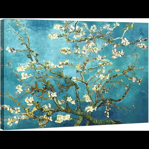 Van Gogh Almond Blossom Extra Large Framed Giclee Canvas Art for Home Office Decor XL
