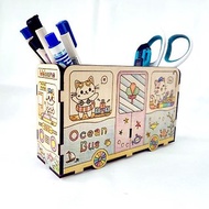 海洋喵巴士 筆筒 DIY 置物盒 收納盒 木