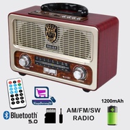 Nostalgic Classic Wooden Retro FM AM SM MP3 Radio USB SD Bluetooth 5.0 Rechargeable Radio Player