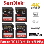SanDisk Extreme PRO SD Card 32GB 64GB 128GB 256GB UHS-I 200mb/s 4K U3 V30 Class 10 Memory Card Camera Video