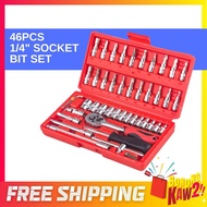46pcs / 53pcs 1/4 Inch Bit And Socket Set Ratchet Wrench Combination Tool Kit For Automatic And Home