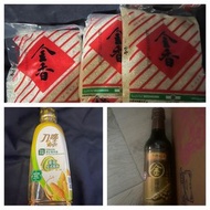 金香茉莉香米1kg, 刀嘜零克反式脂肪粟米油750ml, 李錦記金醬油500ml