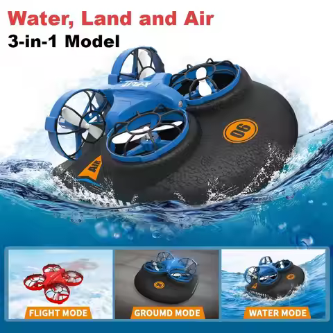 Mini RC Drone Altitude Hold 3-in-1 Water Land Air Flight 2.4G Remote Control Quadcopter Boat Vehicle