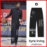 ⊙ ✴ ♒ 2024 New Kyrie Irving Ink Printed Training Basketball Cotton SweatPants American Casual Loose